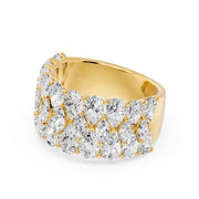Bague 3 rangs diamants de synthèse poires et marquises Amalfi